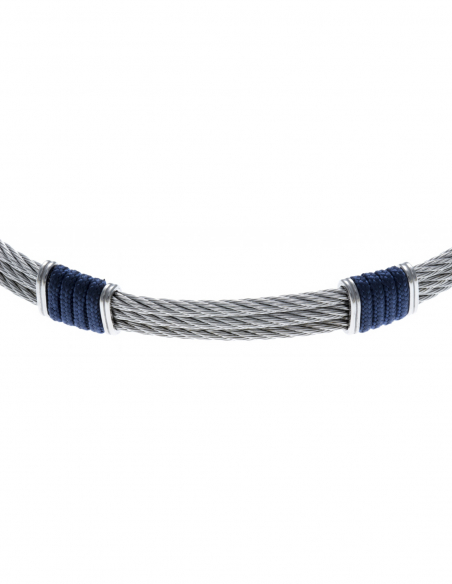 Bracelet 3 câbles acier et corde nautique bleue - Ocarat