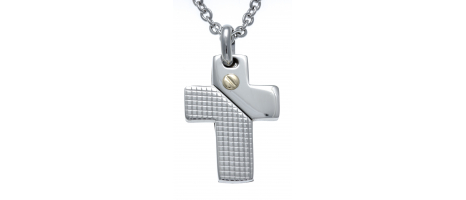 Collier acier - croix - vis...