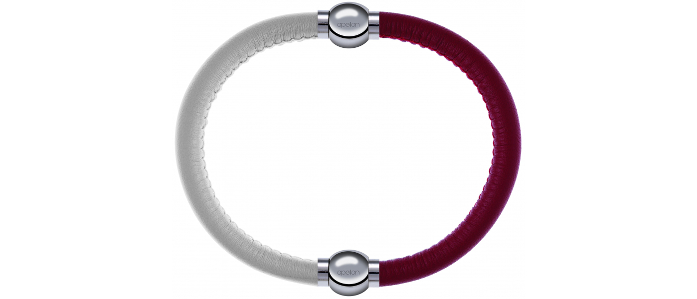 Bracelet Collection MiX - cuir italien blanc - diamètre 5mm - longueur  9,25cm + cuir italien rouge - diamètre 5mm…